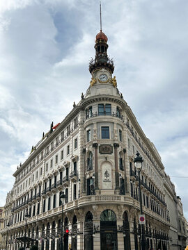 The Four Seasons Hotel Madrid building. Close-up. Spain.