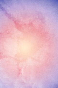 fantasy blurred cloudy sky with yellow, pink and purple blue gradient color and grunge paper texture when zoom 100%,  nature abstract background