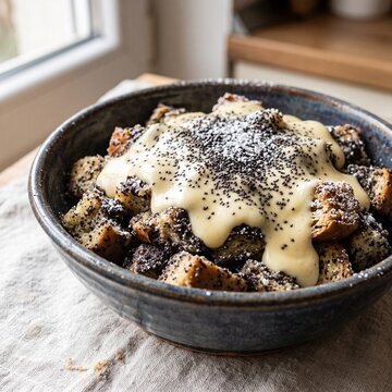 M&aacute;kos Guba Hungarian Poppy Seed Bread Pudding with Vanilla Custard