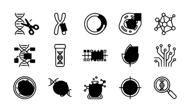 Genetic Engineering and Modern Biotechnology Vector Symbol Collection