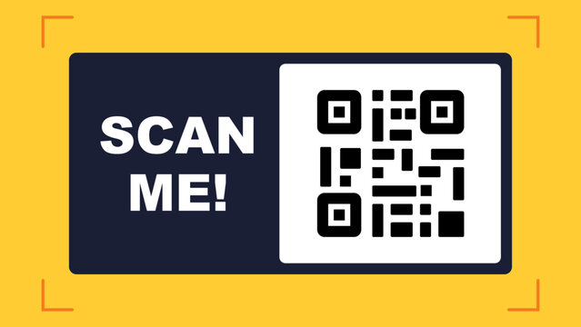 Qr code scan me call to action banner in modern flat vector style for retail and marketing signage