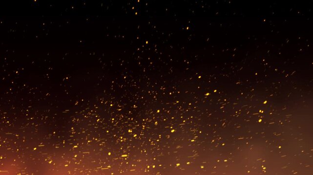 Orange sparks and glowing particles rising video overlay on black background for cinematic transitions