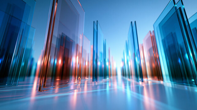 Abstract Futuristic Glass Panels and Light Technology Background