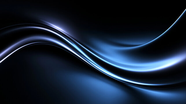 Abstract Futuristic Blue Metallic Wave Background