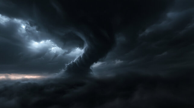 Dramatic Tornado Vortex Swirling in Dark Stormy Sky
