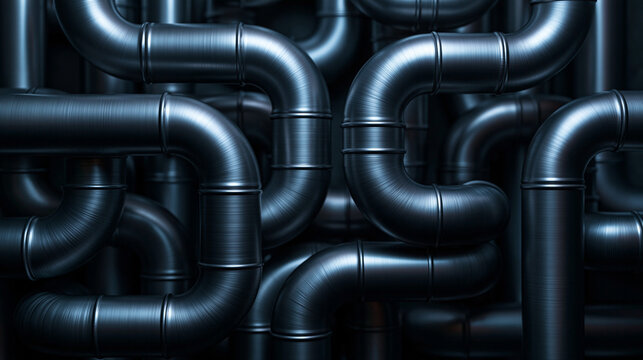 Complex Industrial Pipeline Network with Interlocking Metallic Pipes