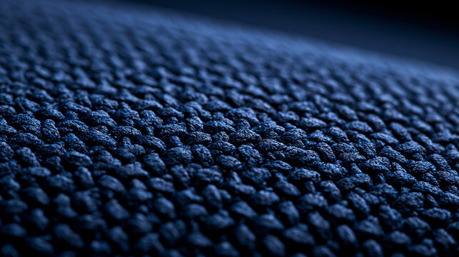 Dark Blue Woven Fabric Texture Macro Background