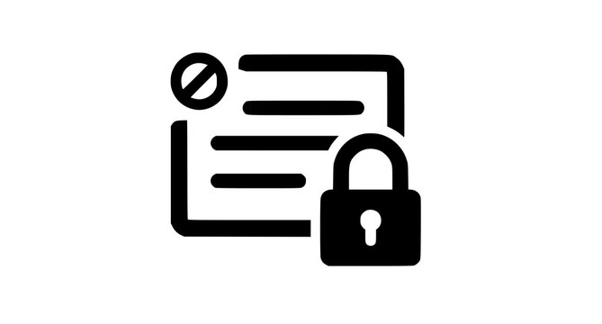 Unauthorized Document Lock Warning Black Vector Icon for Legal Security and File Protection