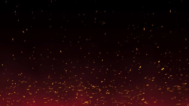 Orange glowing sparks and floating particles rising on black background overlay