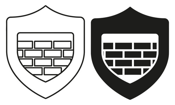 Shield icons with brick pattern in black and white