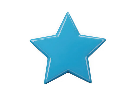 A single simple blue star shape icon with a soft 3d effect for design projects isolated on transparent background