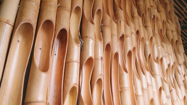 A close up of a wooden carved wall panel texture background.