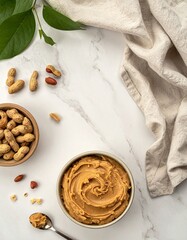 Fototapeta premium Natural Peanuts in Ceramic Bowl, Healthy Snack