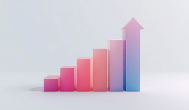 Premium 3D gradient arrow representing positive investment growth and financial success, sleek upward trajectory with smooth geometric curves, sophisticated blue and green gradient finish,