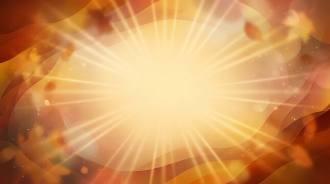 Abstract background with a bright central glowing light burst surrounded by warm orange and brown autumn colors