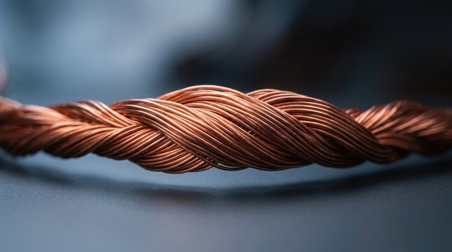 Braided Copper Wire Close-up for Electrical and Industrial Technology Concepts