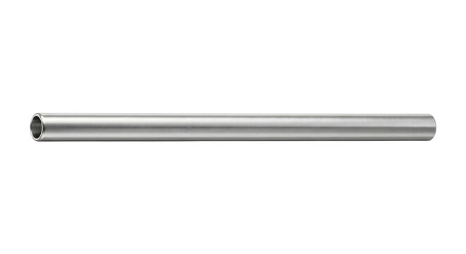 Straight metallic steel pipe isolated on transparent background