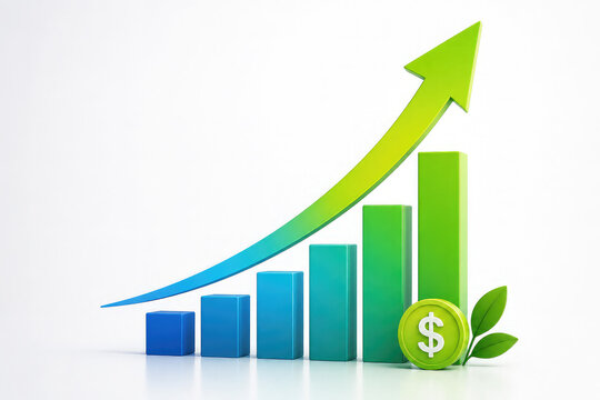 business graph on white background