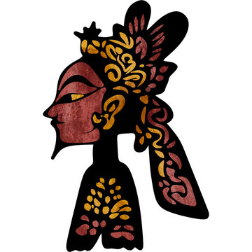 Traditional Indonesian wayang kulit character vector
