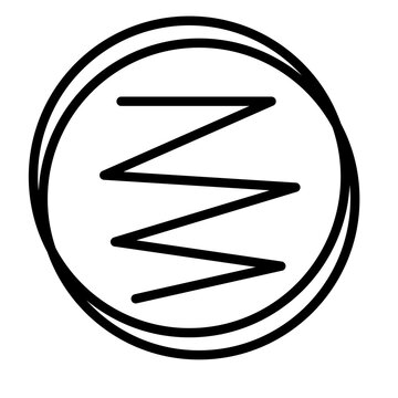 Simple black line icon showing a zigzag streaking pattern used to distribute bacterial inoculum across the surface of an agar plate for microbial culture and colony development.