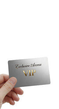 Hand holding VIP access card closeup.