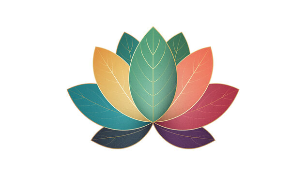 Colorful Lotus Leaf Illustration with Natural Radial Veins for Wellness and Packaging Design