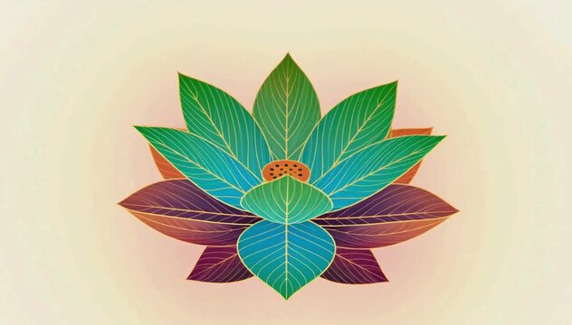 Premium Botanical Lotus Leaf Design Featuring Emerald, Turquoise, Coral, Violet, and Golden Accents