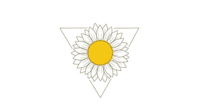 Minimalist Sunflower Illustration Geometric Triangle White Background