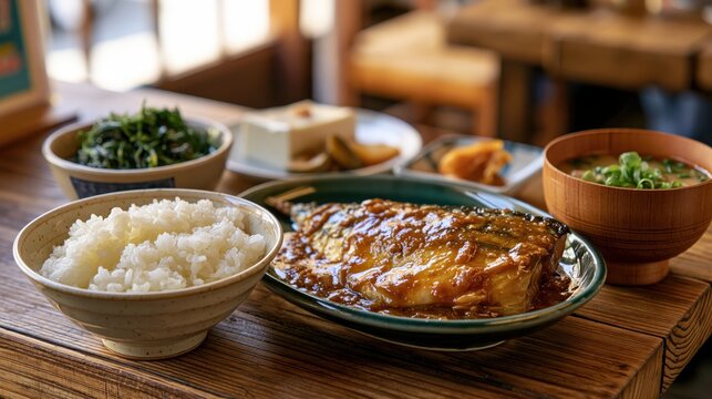 japanese saba misoni set meal