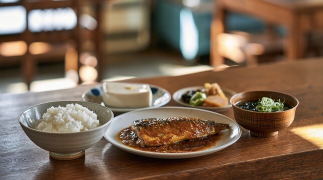 japanese saba misoni set meal
