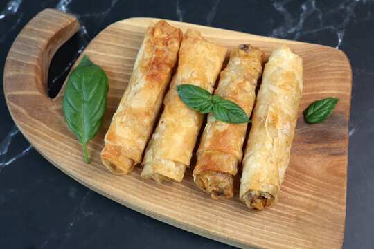 Sigara B&ouml;reği Turkish traditional fried pastry wrapped in meat