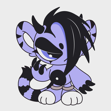 Cartoon Gloomy Devil. Funny character. Cartoon character design.