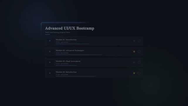 Advanced ui ux bootcamp course interface with interactive lesson modules
