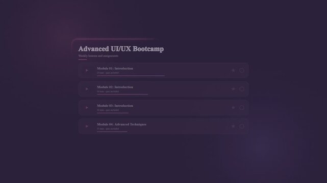 Advanced ui ux bootcamp course interface with interactive lesson module list