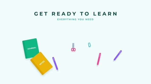 School supplies and education concept with colorful notebooks and pens