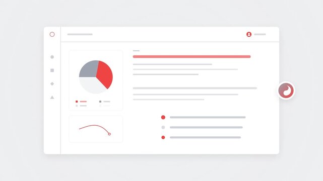 Minimalist dashboard interface with animated data charts and progress bars