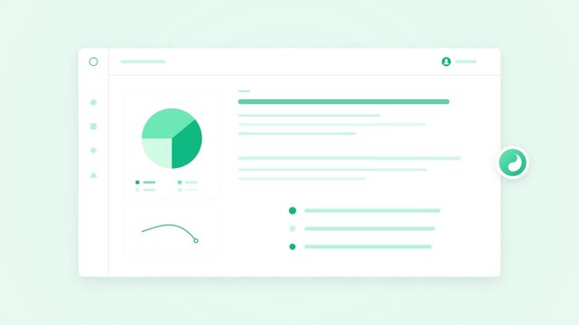 Dashboard user interface with animated pie chart and financial data analytics