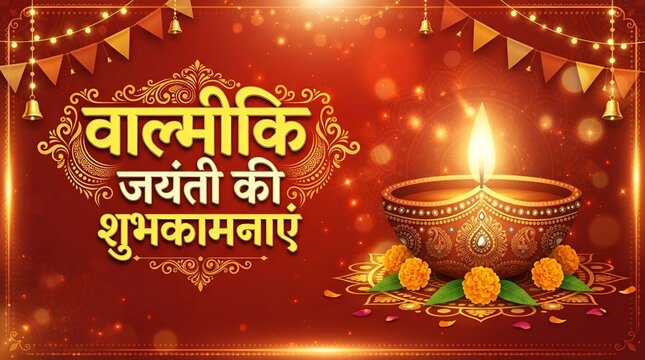 Valmiki jayanti background background with hindi text Valmiki Jayanti Ki Subhkamnayen (English Translation : Happy Valmiki Jayanti