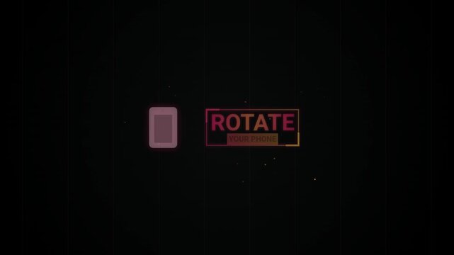 Glowing Neon Displaying Rotate Your Phone Text on a Dark Screen at Night Digital Technology Concept Illustration