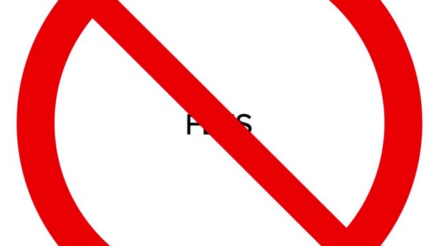 Red prohibition sign with the word Fees with alpha channel. fees forbidden