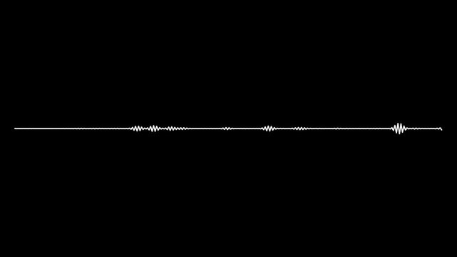 4K Digital music soundwave visualization featuring animated white frequency bars, abstract audio oscillation, minimal equalizer design, seamless loop black background