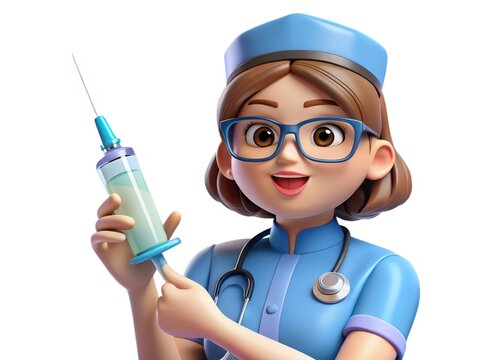 3D Animated Nurse Character with Syringe