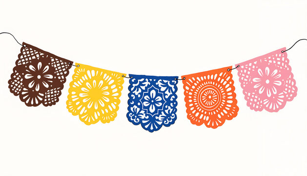 Colorful Mexican Papel Picado Banner for Traditional Fiesta Celebration and Party Decor