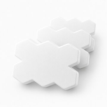 Stacked white 3D cross cluster shapes on bright background