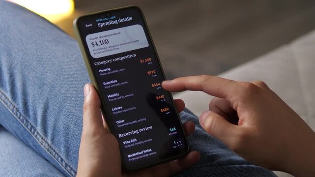 A user switches from financial forecasting to a detailed spending review, revealing how expense tracking and recurring payment analysis support smarter household budgeting.