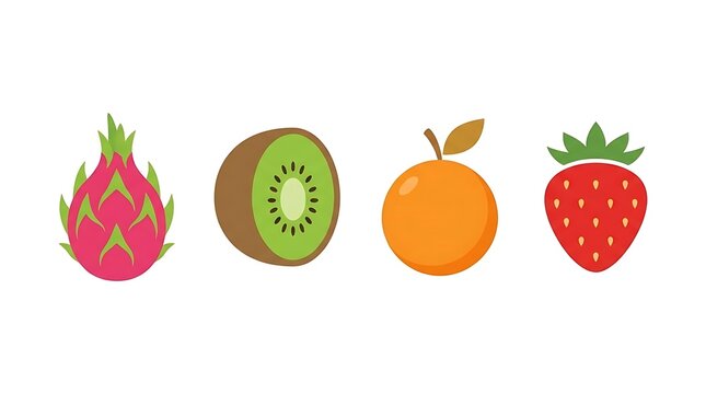 Colorful flat fruit icons.