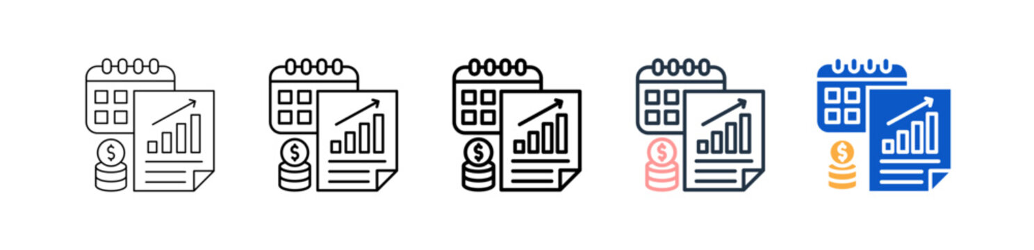 Annual Report different style icons set vector illustration. 