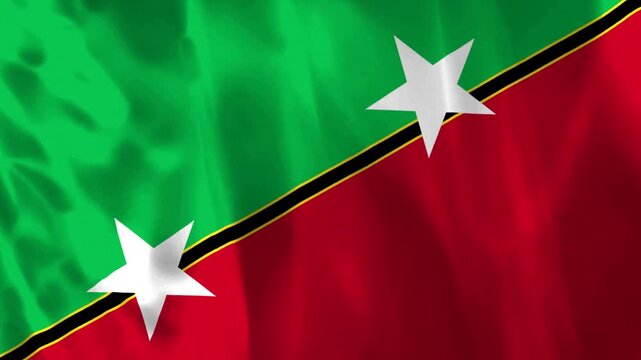 Waving flag of Saint Kitts and Nevis with realistic fabric texture