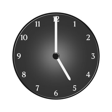 a clock icon showing the time as 5 o'clock