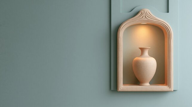Decorative vase in wall niche